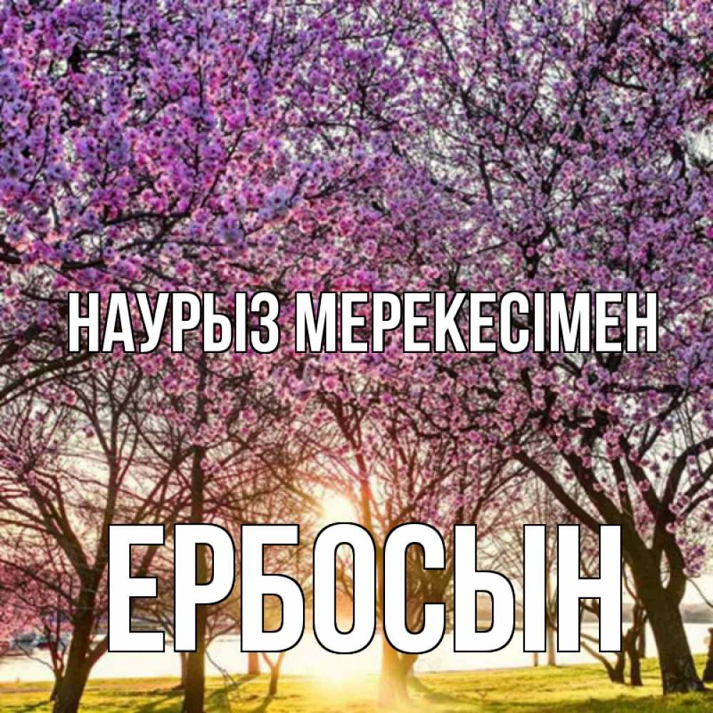 Күн сайын ашық хат с именем, Ербосын Наурыз мерекесімен праздник весны наурыз Онлайн тегін жүктеп алу тілектері бар керемет карта 