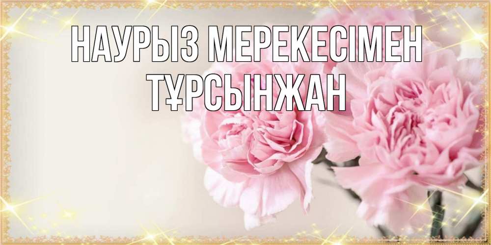 Күн сайын ашық хат с именем, ТҰРСЫНЖАН Наурыз мерекесімен открытка с розовыми цветами в рамочке с подписью праздник весны наурыз Онлайн тегін жүктеп алу тілектері бар керемет карта 