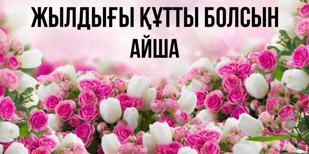 Күн сайын ашық хат с именем, АЙША Жылдығы құтты болсын открытка с разными розами Онлайн тегін жүктеп алу тілектері бар керемет карта 