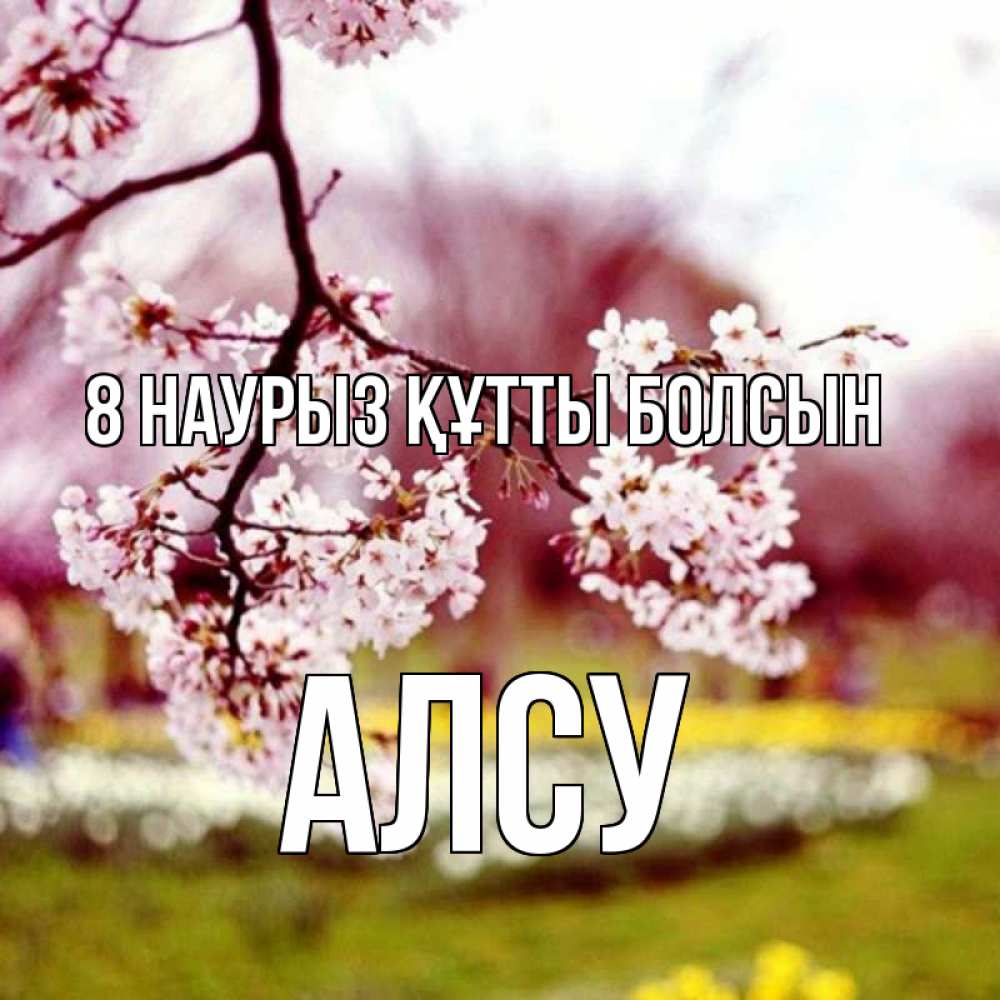 Күн сайын ашық хат с именем, Алсу 8 наурыз құтты болсын яблоня Онлайн тегін жүктеп алу тілектері бар керемет карта 