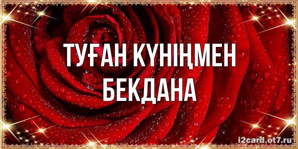 Күн сайын ашық хат с именем, БЕКДАНА Туған күніңмен роса на розе блестящая в лучах солнца Онлайн тегін жүктеп алу тілектері бар керемет карта 