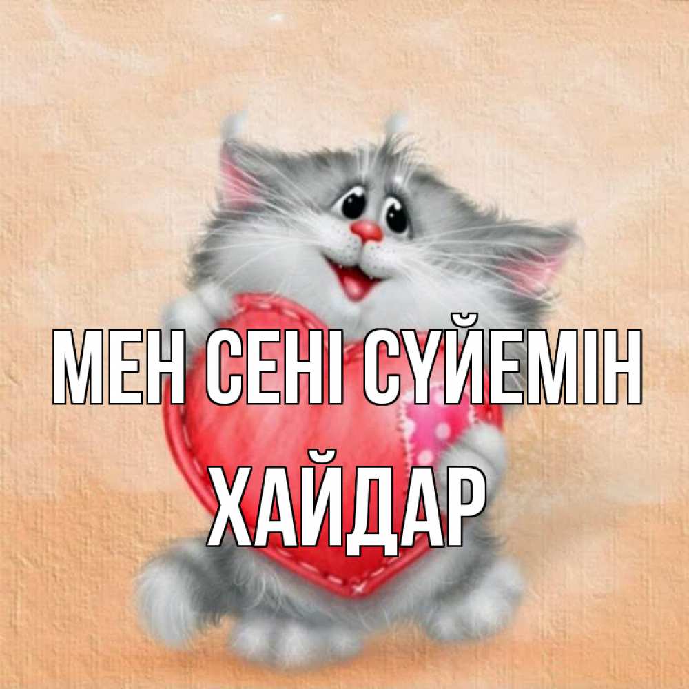 Күн сайын ашық хат с именем, ХАЙДАР Мен сені сүйемін сердце с заплаткой Онлайн тегін жүктеп алу тілектері бар керемет карта 