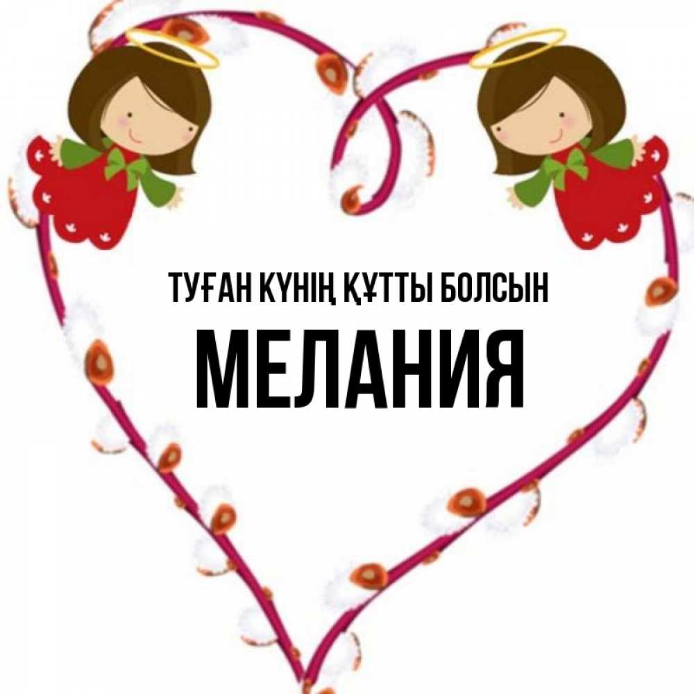 Күн сайын ашық хат с именем, Мелания Туған күнің құтты болсын рамочка в виде сердца Онлайн тегін жүктеп алу тілектері бар керемет карта 