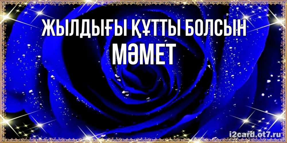 Күн сайын ашық хат с именем, Мәмет Жылдығы құтты болсын голубые цветы в росе Онлайн тегін жүктеп алу тілектері бар керемет карта 