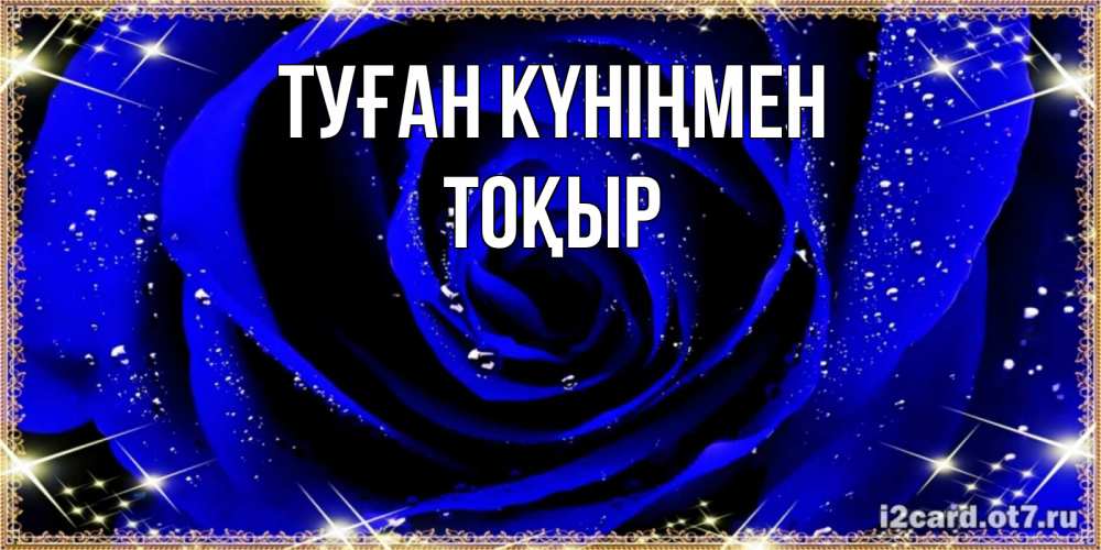 Күн сайын ашық хат с именем, ТОҚЫР Туған күніңмен голубые цветы в росе Онлайн тегін жүктеп алу тілектері бар керемет карта 