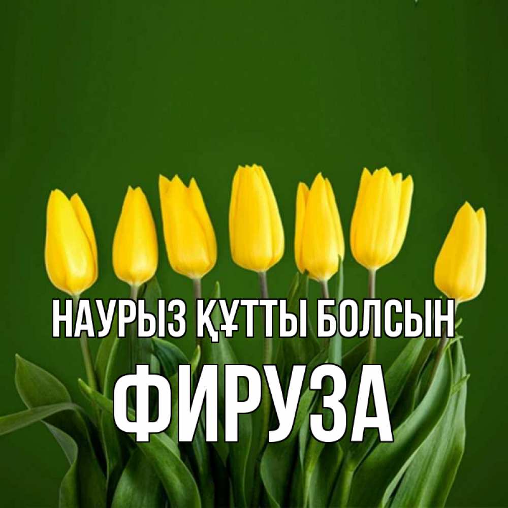 Күн сайын ашық хат с именем, ФИРУЗА Наурыз құтты болсын желтого цвета 3 Онлайн тегін жүктеп алу тілектері бар керемет карта 