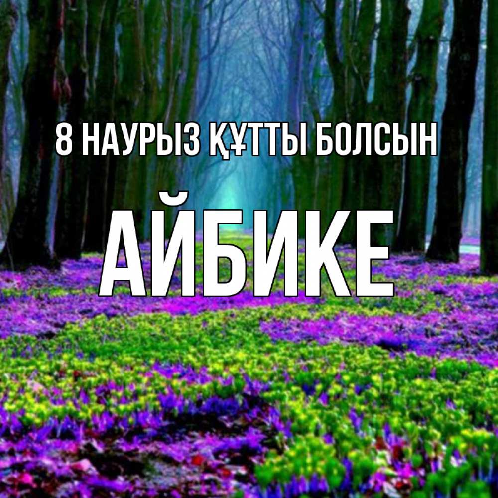 Күн сайын ашық хат с именем, АЙБИКЕ 8 наурыз құтты болсын фиолетовые цветы в лесу 1 Онлайн тегін жүктеп алу тілектері бар керемет карта 