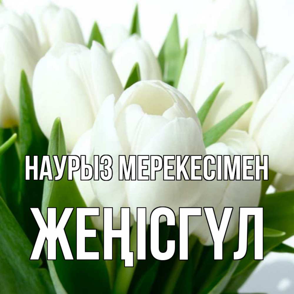 Күн сайын ашық хат с именем, ЖЕҢІСГҮЛ Наурыз мерекесімен цветы Онлайн тегін жүктеп алу тілектері бар керемет карта 