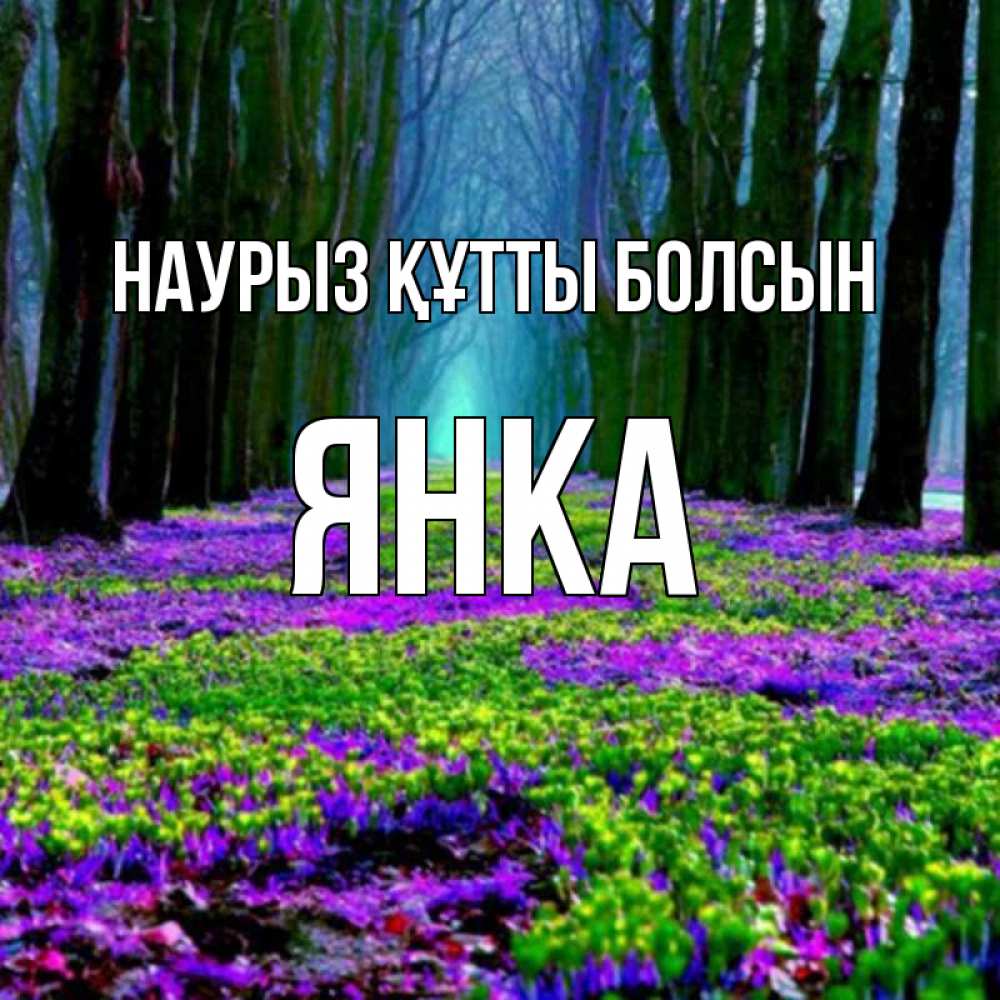 Күн сайын ашық хат с именем, Янка Наурыз құтты болсын фиолетовые цветы в лесу 1 Онлайн тегін жүктеп алу тілектері бар керемет карта 