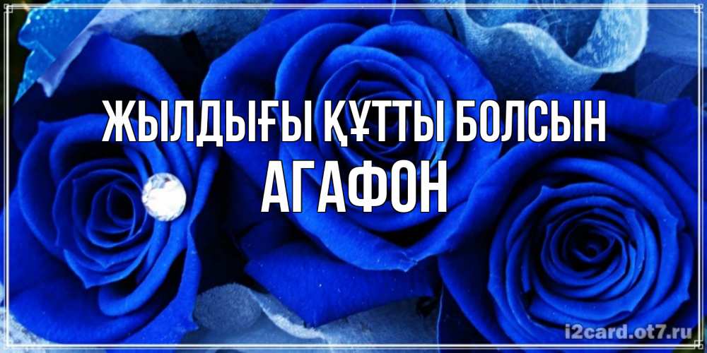 Күн сайын ашық хат с именем, Агафон Жылдығы құтты болсын синие розы в росе Онлайн тегін жүктеп алу тілектері бар керемет карта 