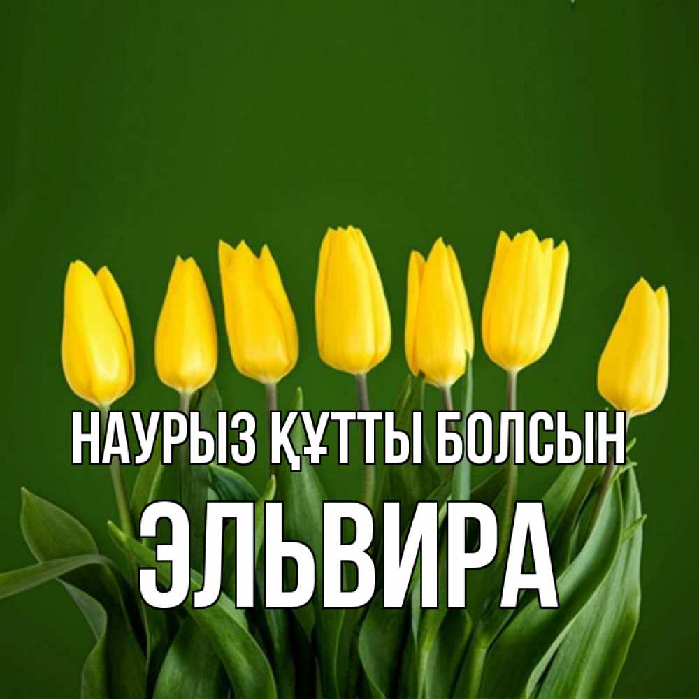 Күн сайын ашық хат с именем, Эльвира Наурыз құтты болсын желтого цвета 3 Онлайн тегін жүктеп алу тілектері бар керемет карта 