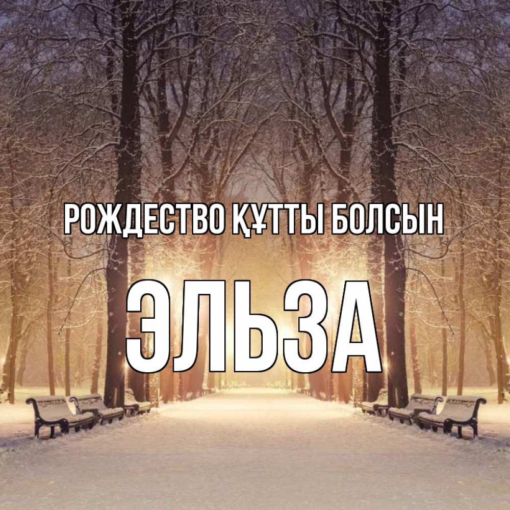 Күн сайын ашық хат с именем, Эльза Рождество құтты болсын зима, парк, фонарь, лес Онлайн тегін жүктеп алу тілектері бар керемет карта 