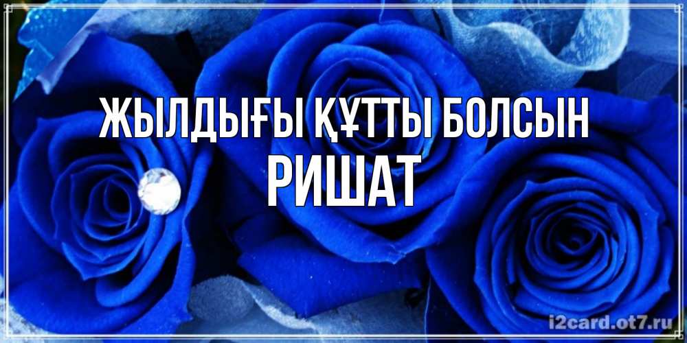 Күн сайын ашық хат с именем, РИШАТ Жылдығы құтты болсын синие розы в росе Онлайн тегін жүктеп алу тілектері бар керемет карта 